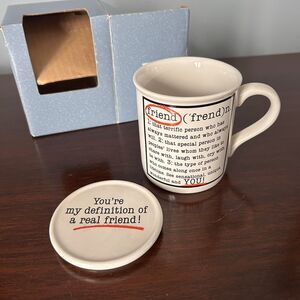 Friend Definition Coffee Mug Black & White Hallmark Classics 8oz Cup And Coaster